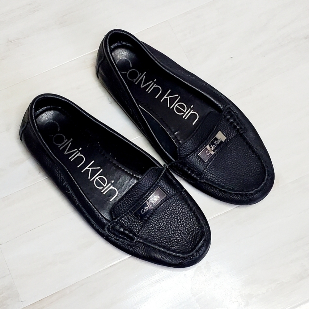 Calvin Klein black leather loafers